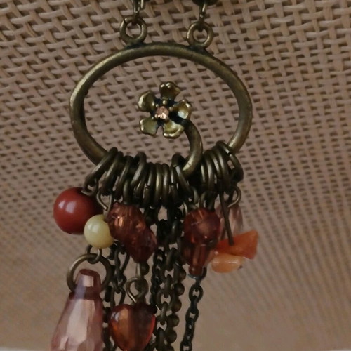 Ethnic handmade single earring like new with long chains and stones