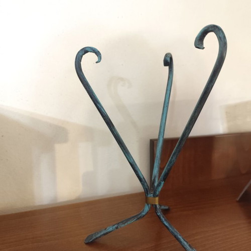 Metal plant pot stand like new with gold detail