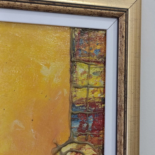 Modern art painting with surreal elements in beautiful frame 65x48 cm
