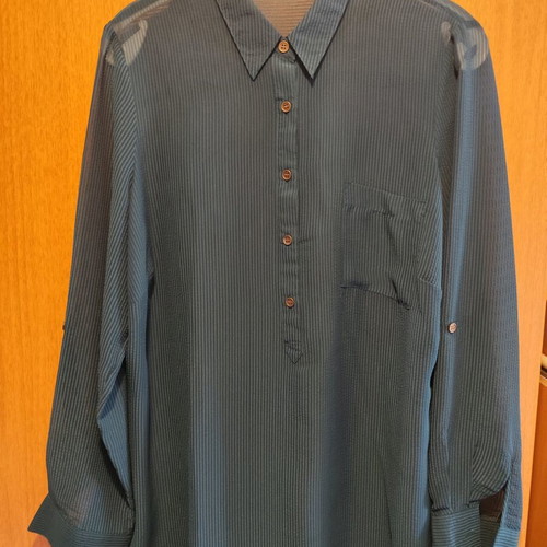 Transparent shirt Marks and Spencer new, green striped, size XXXL
