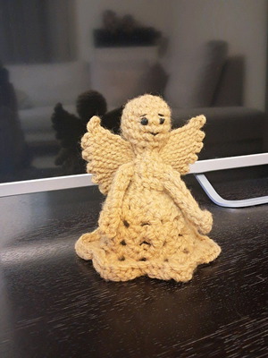 Knitted angel doll with wings new