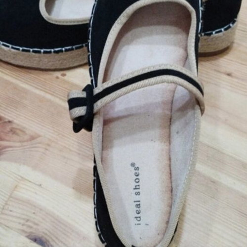 Espadrilles double sole black with strap new, size 40