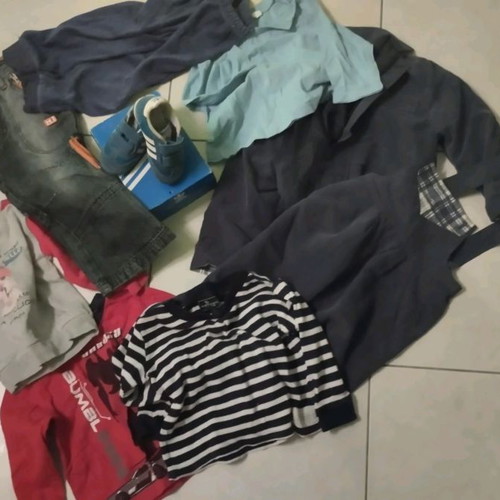 Baby clothes 2 years used, 9 pieces with adidas shoes size 23