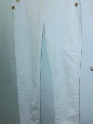 White Skinny Jeans My Tina's with Gold Buttons, Size M
