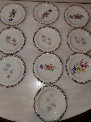 Small plates used, pack of 10, 10cm, vintage, made in Germany