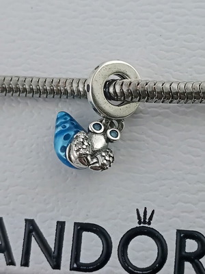 Pandora charm with glow-in-the-dark silver hermit crab and turquoise details new