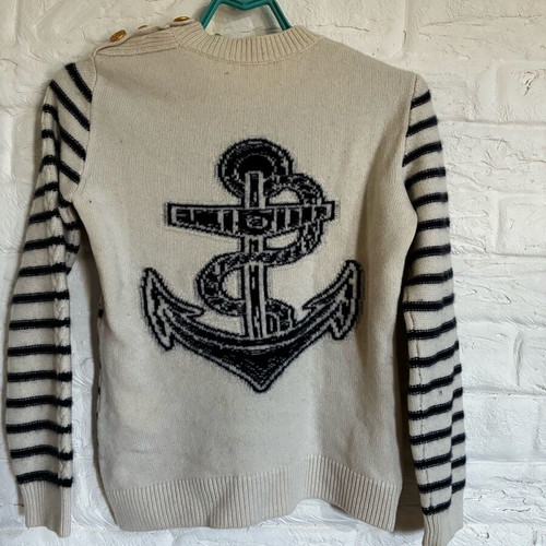 Valentino Garavani 100% cashmere sweater used, white and blue