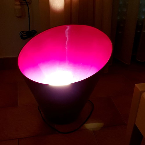 Floor lamp used, modern design, red with dimmer