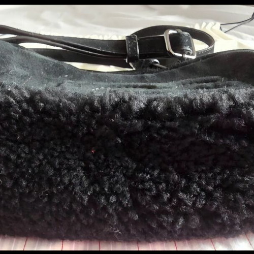 Ugg black crossbody bag with sheepskin trim