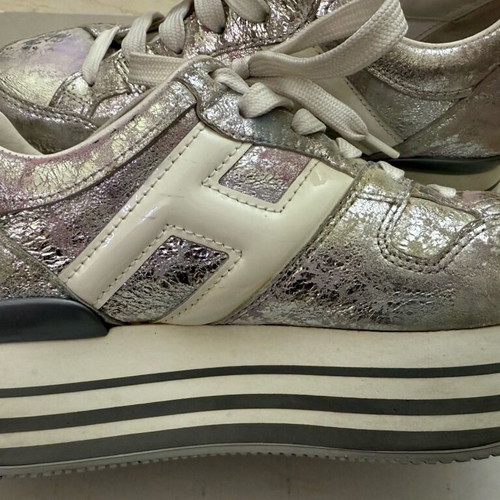 HOGAN Silver sneakers 38.5 like new, genuine silver sports shoes