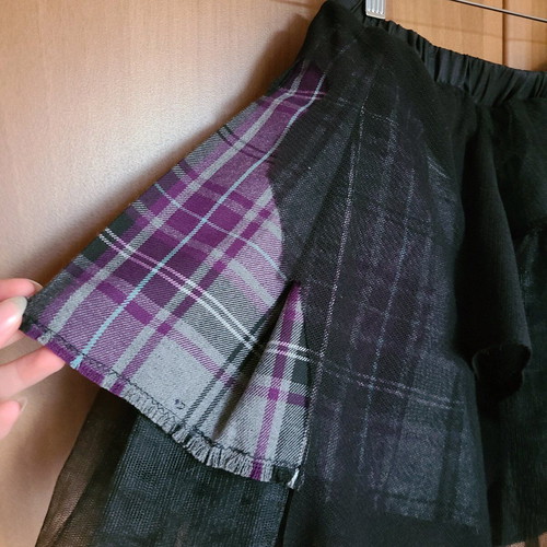 Petticoat tartan skirt used, goth punk handmade details