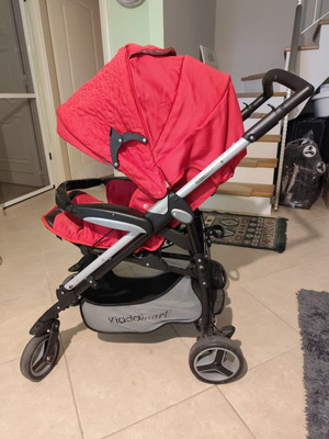 Παιδικό καρότσι Kiddo Smart Deluxe μεταχειρισμένο με ποδόσακο και τσάντα αλλαγής, κόκκινο