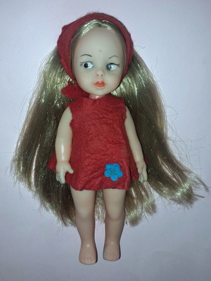 Vintage Greek doll 70s used, style Kehagia, 22 cm tall