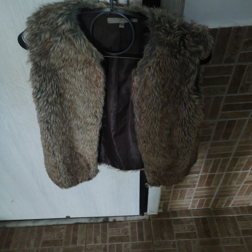 Women's vest with synthetic fur, brown