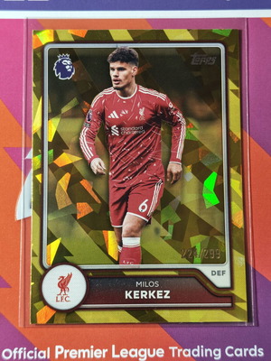Topps Premier League 2026-27 Milos Kerkez Gold Cracked Ice Parallel #163 Liverpool