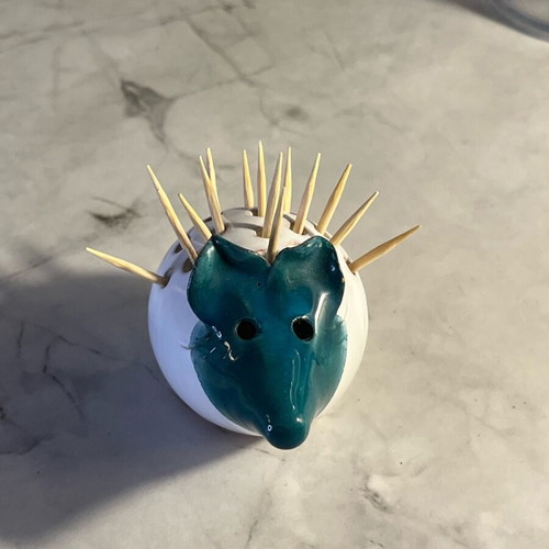 Ceramic hedgehog used, toothpick holder