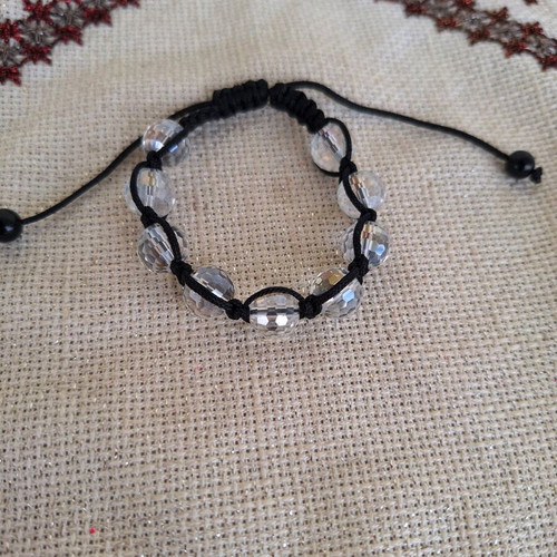 Macrame bracelet new with Swarovski crystals black and white