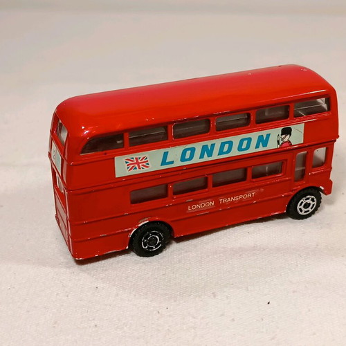 London metal bus used, red double-decker vintage