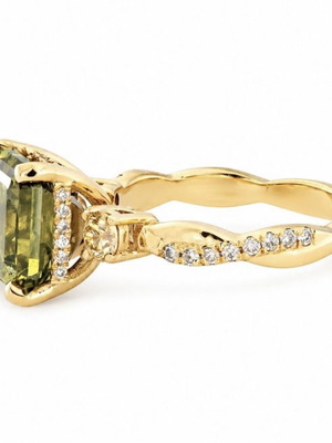 Δαχτυλίδι 14K χρυσό με φυσικό διαμάντι 5.00ct Fancy Deep Green Yellow καινούργιο