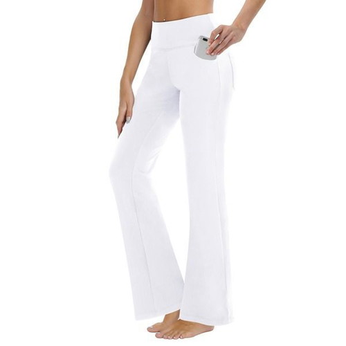 ZIRUU women's white sports pants with high waist and 4 pockets, 3XL