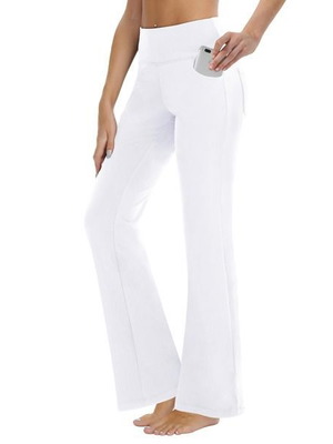 ZIRUU women's white sports pants with high waist and 4 pockets, 3XL