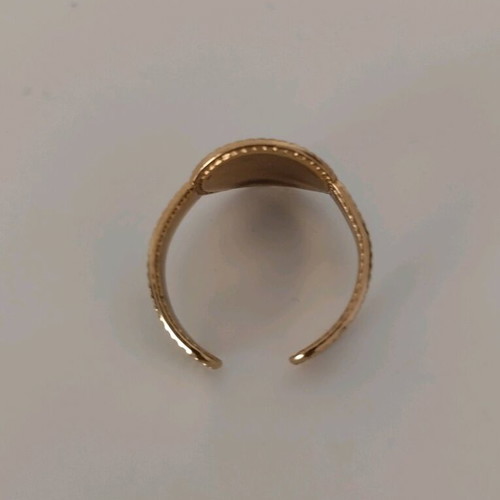 Steel ring set like new, gold and silver with sun engraving