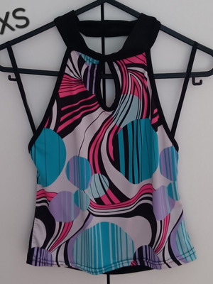 Backless top like new, black and multicolor, size XS