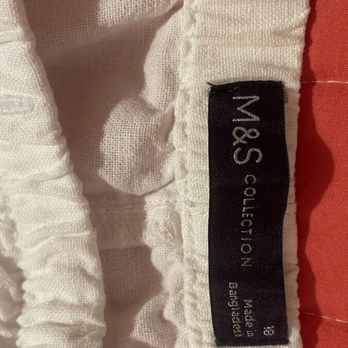 Marks & Spencer Plus Size White Linen Trousers like new, size 18
