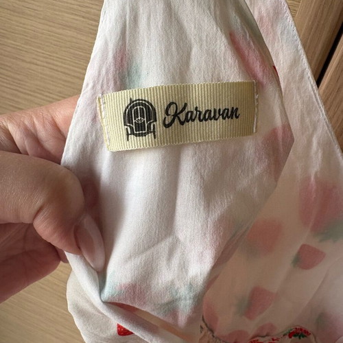 Karavan dress like new with belt, white and red
