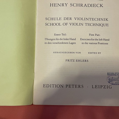 Schule der Violintechnik I sheet music used, Edition Peters