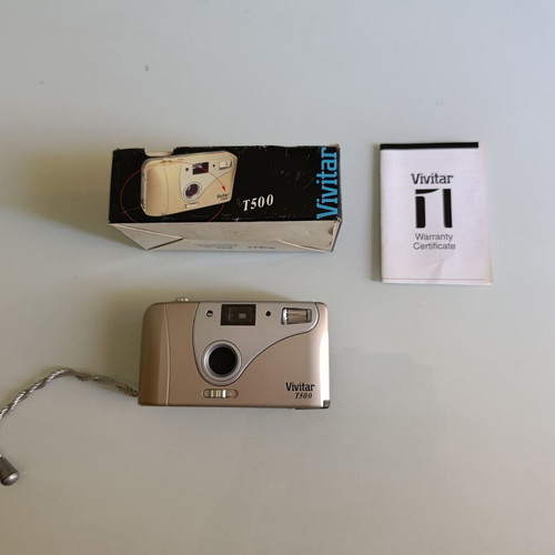 Vivitar T500 film camera with built-in flash