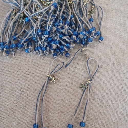 Baptism favors for boys new, pack of 64 with starfish charm and blue beads
