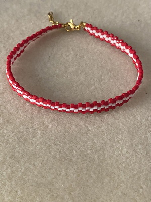 Handmade Bracelet with Miyuki Delica Beads new, red and white