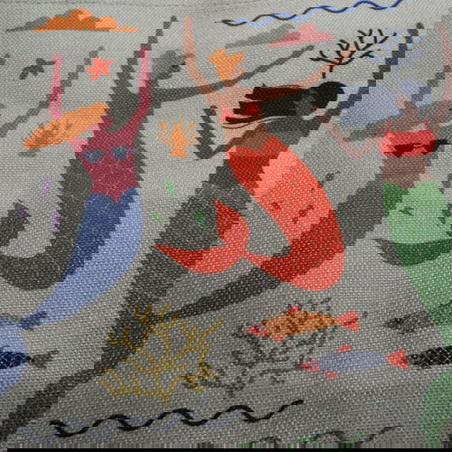 Τσάντα καλοκαιρινή χειρός σαν καινούργια με γοργόνες μπεζ