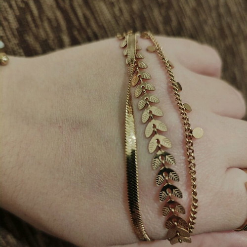 Steel bracelet new, triple, gold color