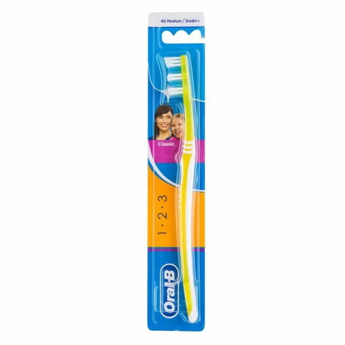 Oral-B 1-2-3 Classic toothbrush yellow new medium