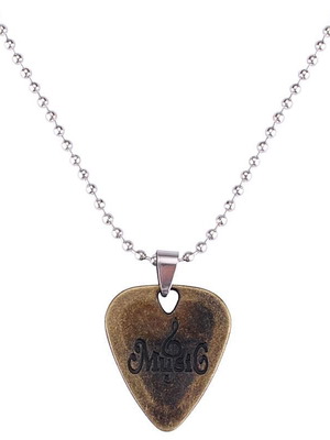 Guitar Pick Necklace bronze, new