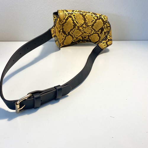 Mango waist bag with belt, yellow snake print