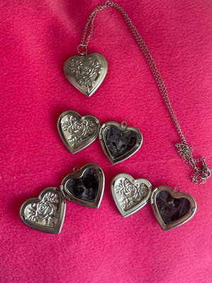 Handmade necklace with locket and stainless steel chain and pearls new