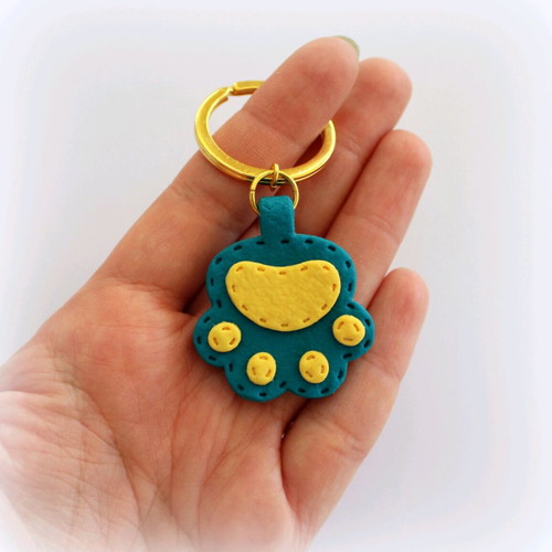 Handmade paw keychain new with monogram