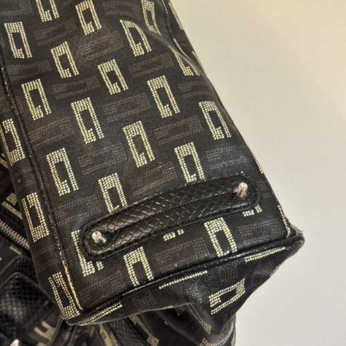 Guess Vintage Y2K Monogram Tote Bag black canvas shoulder bag used