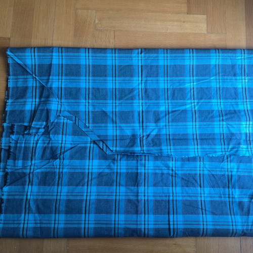 Checked fabric used, blue tones, 2.85x1.72 m