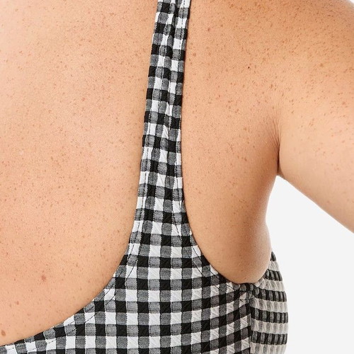 Aurely Surf Bralette Bikini Top New, Black and White Checkered