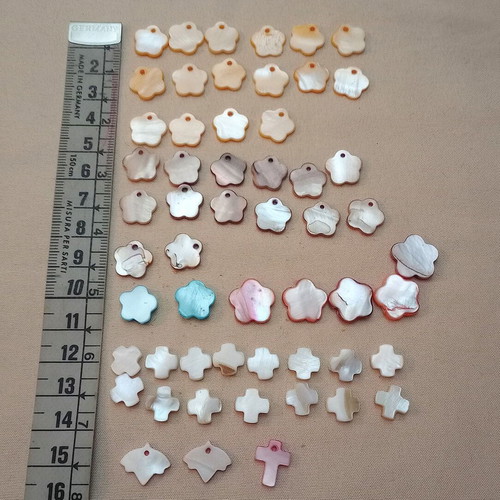 Mother of pearl pieces set of 55 for crafts and jewelry making