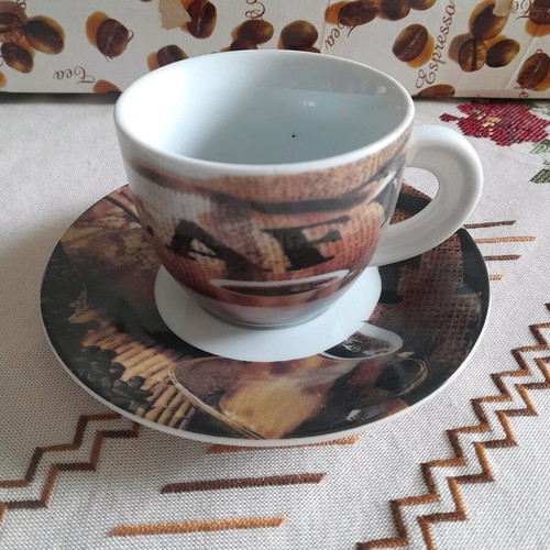 Harmony porcelain espresso cups set of 6 unused with saucers