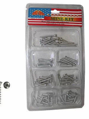 Set of silver screws new, 80 pieces, various sizes