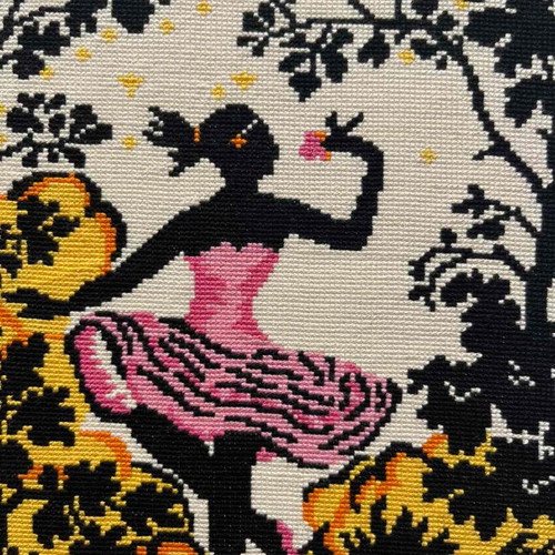 Handmade textile artwork with ballerina design