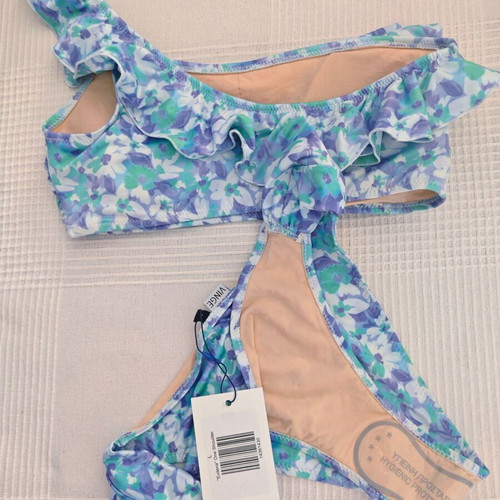 Bikini Vinge Project Evilena One Shoulder new, size L, purple and turquoise
