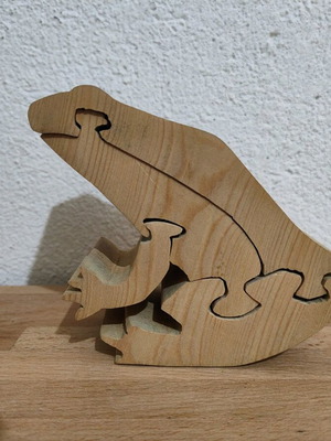 Ξύλινο παζλ βάτραχος μεταχειρισμένο, χειροποίητο από ξύλο πεύκου