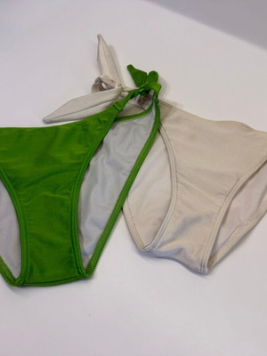 Med bikini slip used, green with white gift